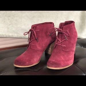 Burgundy Suede TOMS Booties